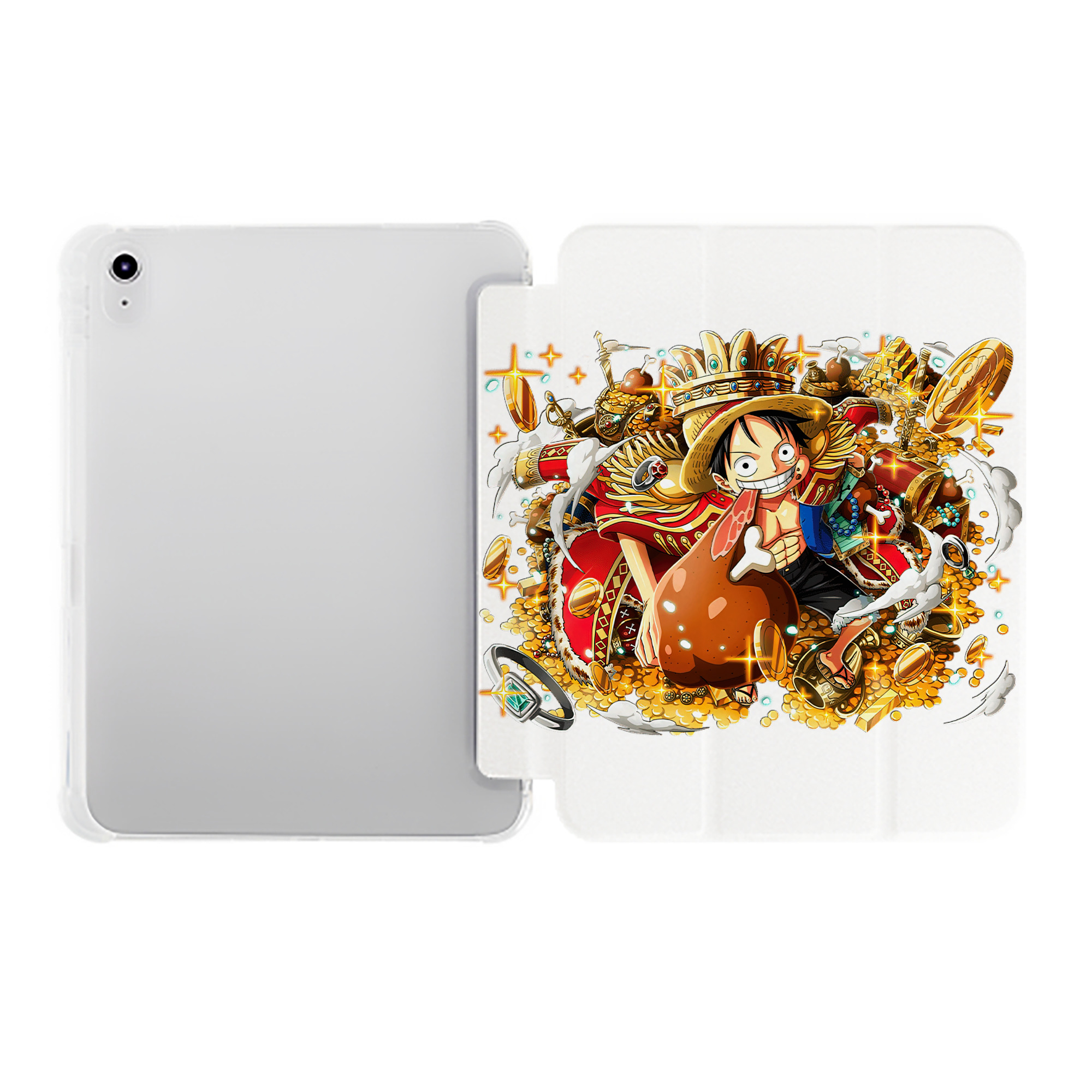 （画像用） ワンピース モンキー・D・ルフィ ONE PIECE Monkey D. Luffy IPad ケース ペン収納付き 三つ折りスタンド PUレザー×シリコン 対応機種9.5/10.5/10.9インチ